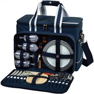 Large Capacity 4-Person <b>Picnic</b> Backpack with Zipper Closure Polyester Insulated Cooler Bag and <b>Blanket</b> - Product Image 3