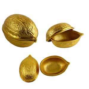 Bol de service en aluminium de forme de noix, coloré doré, pour snacks ou fruits secs, décoration de table, design pour servir les aliments à la maison - Product Image 4