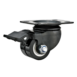 2 Zoll Oberplatten-Lenkrolle Mittelschwerlast Eisenkern Schwarzes <span class=keywords><strong>PU</strong></span> Doppelrad für Handwagen & Leichte Industrieanlagen - Product Image 6