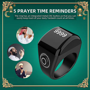 Electrónica Islámica Zikr Tasbeeh Tasbih Anillo QB702Lite APP Control Plástico Qibla Eid Ramadán Regalo Despertador - Product Image 2