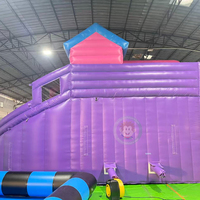 18FT Aufblasbare Dreifach-Wasserrutsche mit Einzelbahn und Planschbecken – Hüpfburg mit Rutsche für Outdoor-Partys