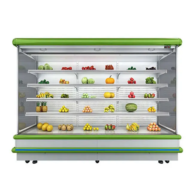 Refrigerador frontal abierto para supermercado, certificado Ce, pantalla multicubierta de bajo ruido para verduras y frutas