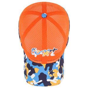 Summer <b>Kids</b> Sun Protection Net Hat <b>Baseball</b> <b>Cap</b> Breathable Sunshade For Boys Girls Orange Camouflage Design - Product Image 4
