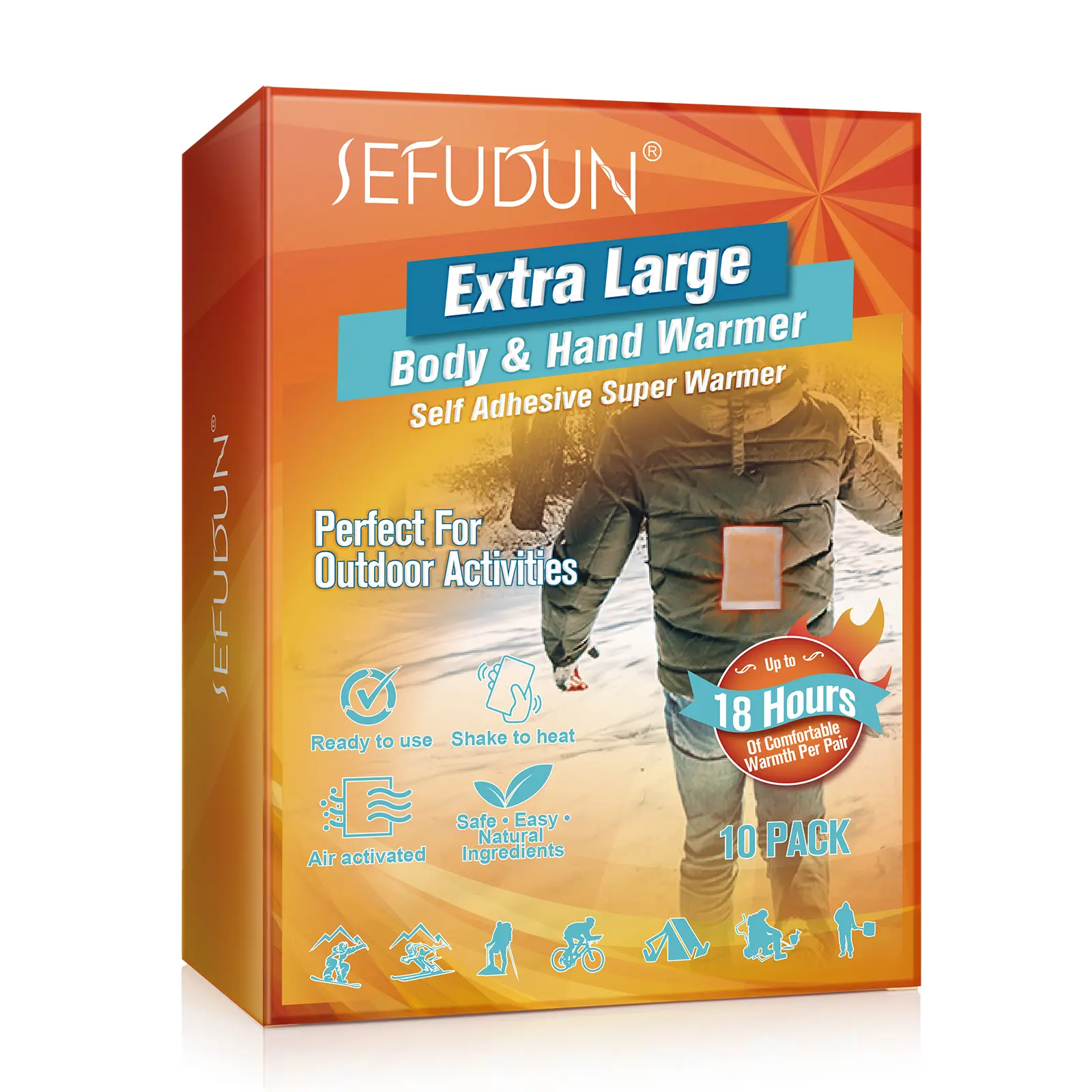 SEFUDUN Heat Pack a lunga durata attività all'aperto autoriscaldante corpo mani gambe scaldamuscoli per l'inverno