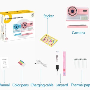 Fotocamera per Bambini con Doppia Lente, <span class=keywords><strong>Stampa</strong></span> Istantanea, Schermo da 2,4 Pollici, Riprese Time-Lapse, Lettore Musicale - Product Image 4