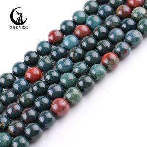Zhe Ying 6/8/10mm Cuentas de piedra de sangre india Cuentas sueltas de piedra de sangre de piedra natural - Product Image 3