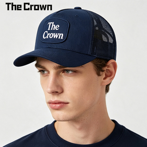 Casquette Trucker Bleu Marine Personnalisée de Haute Qualité avec Patch Tissé, Snapback, Dos en Maille et Visière Courbe, Logo Brodé – Vente en Gros - Product Image 1