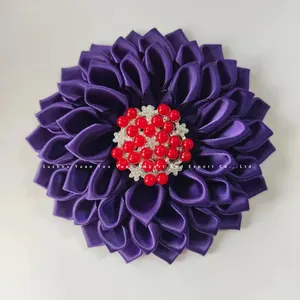 54 Petals Top supplier Red and White Purple Africa Violet Flower Pin Greek Letters Flower Brooch Promotion Gifts