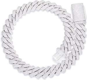 Cubin cadena HipHop 925 plata esterlina moissanita diamante CZ colgante oro y rodio plateado joyería de plata - Product Image 1