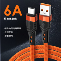 Cable trenzado de nailon de carga rápida 6A para Apple Micro tipo C, nuevo estilo, naranja, azul, blanco y negro