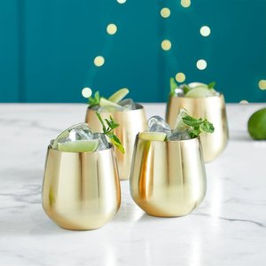 Custom Logo Metal Wine <strong>Tumblers</strong> Shot Glass 16oz 18oz Gold Copper Sliver Stainless Steel Stemless Wine Glass - Product Image 6