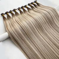 Extensions de cheveux à pointe plate à coudre, tissage de cheveux européens noués à la main, cheveux humains Remy