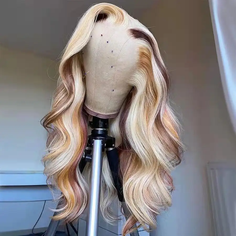 Trio Highlight 613 Blonde Body Wave Colored lace front Wig HD Transparent Lace pre plucked Human Hair Wigs For Black Women