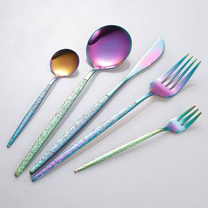 Stainless Steel Western Food Knife Fork and Spoon Tableware Kitchenware Cutlery Set with Hammer Pattern Dishwasher Safe - Product Image 4