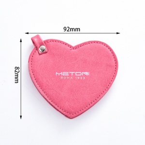 Espejos de Mano de Cuero PU con Forma de Corazón de Alta Gama al por Mayor, Espejos de Mano Giratorios de Color Rosa para Bodas - Product Image 3