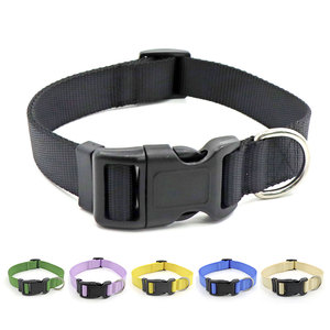 Adjustable Nylon <b>Dog</b> <b>Collar</b> Solid Black Buckle Closure Simple Style All Seasons for <b>Dogs</b> - Product Image 2