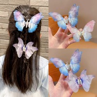 Pince à cheveux papillon en perles avec ailes mobiles 3D pour filles, accessoire pour cheveux doux avec un joli matériau en alliage, barrettes pour enfants