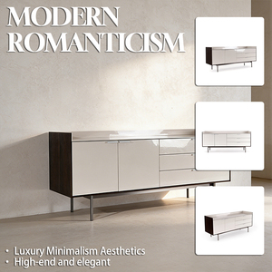 <span class=keywords><strong>Buffet</strong></span> moderne rectangulaire en acier inoxydable avec pieds, armoire de rangement pour salle à manger, finition <span class=keywords><strong>blanc</strong></span> brillant <span class=keywords><strong>laqué</strong></span> - Product Image 2