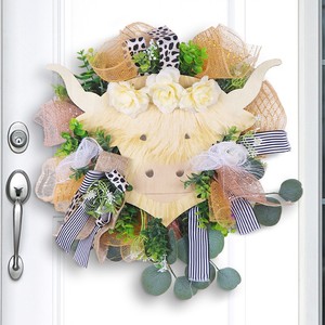 1pc Nouveau produit Guirlande de fleurs de vache des Highlands Ornement suspendu Festival Décoration de printemps pour la maison Guirlande Décoration de porte de cour - Product Image 3