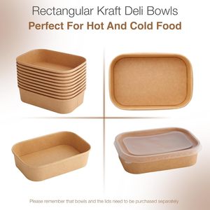 Giấy dùng một lần Bát thực phẩm <span class=keywords><strong>container</strong></span> thức ăn nhanh Takeaway Bát bao bì có nắp đậy dùng một lần hình chữ nhật giấy bát - Product Image 3