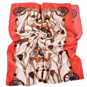 Lenço de cetim feminino, lenço estampado personalizado de seda yogon bandanas para primavera e verão