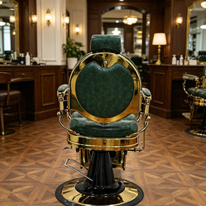 Muebles de Salón de Belleza, Sillas de Barbería Hidráulicas Doradas Vintage en Venta - Product Image 1