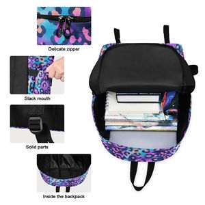 Colorful Purple/Blue Leopard Print Kids School Bag Set 2PCS Custom <b>Student</b> <b>Backpack</b> With Lunch Bag for School Girls Boy - Product Image 2