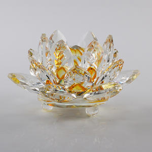 Украшение для дома, 7 видов цветов, в виде лотоса, с подсветкой, буддийский подсвечник K9, стеклянный Хрустальный подсвечник с цветком лотоса - Product Image 1