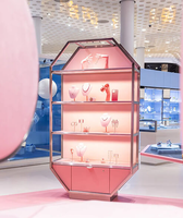 Vente en gros bijouterie personnalisée vitrine métal doré acier inoxydable boutique de détail présentoir à bijoux en or