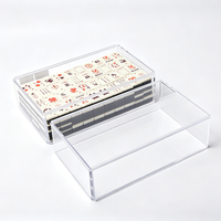 Boîte de rangement pour tuiles de mahjong américaines personnalisées en acrylique - Étui de présentation multifonctionnel transparent avec couvercle coulissant
