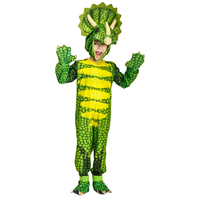 Kid's Cos Green Triceratops Fancy Dress Halloween Party Animal Costume Cosplay Dragon Costume