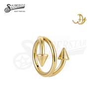 SUPERSTAR Anneau segmenté articulé double en titane ASTM F136, à double pointe, poli, type clicker, pour piercing septum, daith, nez, oreille