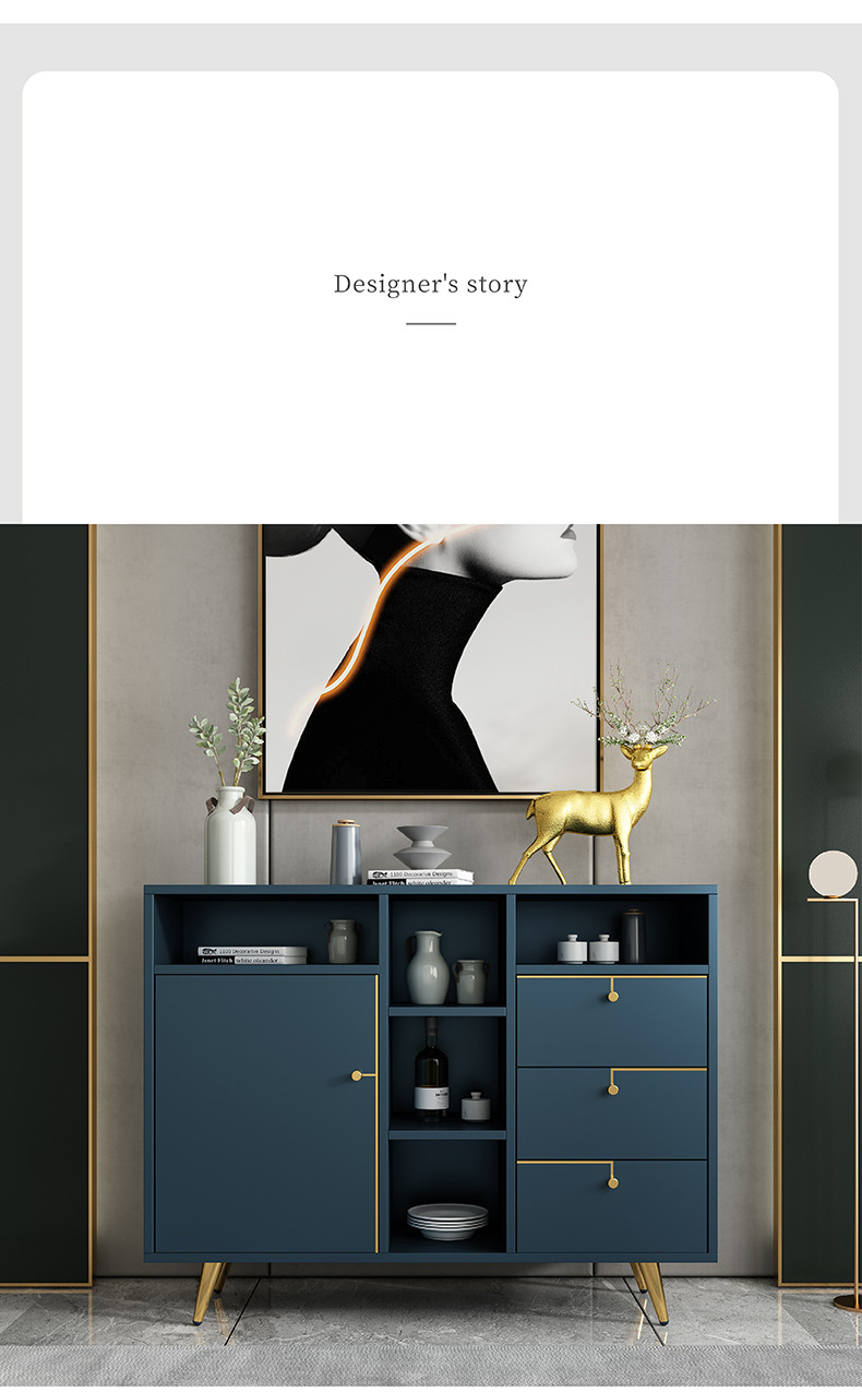 Luxury modern blue wooden cabinet dining room home furniture  painted spiegel furniture design sideboards