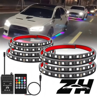 Nouvel éclairage d'ambiance LED pour voiture, contrôlé par la voix, 12V RGB, éclairage de châssis, kit de modernisation/amélioration multicolore clignotant un-câble-quatre
