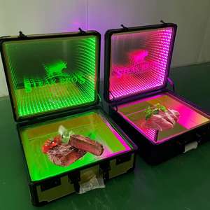Logo personalizzato LED specchio illuminato di manzo valigia porta carne scatola valigetta bistecca glorificatore vetrina per <span class=keywords><strong>Miami</strong></span> Beach Steakhouse - Product Image 3