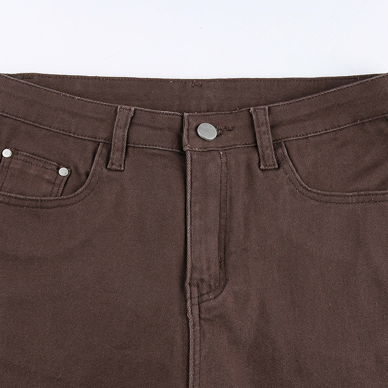 パンツ archive brown wide denim pants y2k Vintage Basic Brown Y2K Denim Jeans Women Streetwear