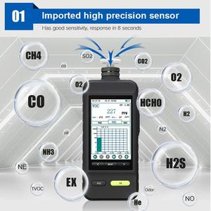Analyseur de concentration de gaz portable SKZ1050E à écran couleur CO H2S CO2 O2 EX <span class=keywords><strong>NOX</strong></span> VOC Multi 4 en 1 Exia II CT4, IP66 - Product Image 3