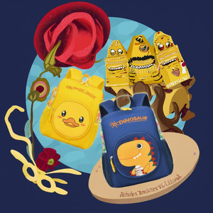 Zaino per Cani PAW Carino e alla Moda 2-5 Anni Impermeabile in Poliestere Oxford con Cerniera Cartone Animato Borsa Scuola Capacità 20-36L con Cuscino d'Aria - Product Image 2