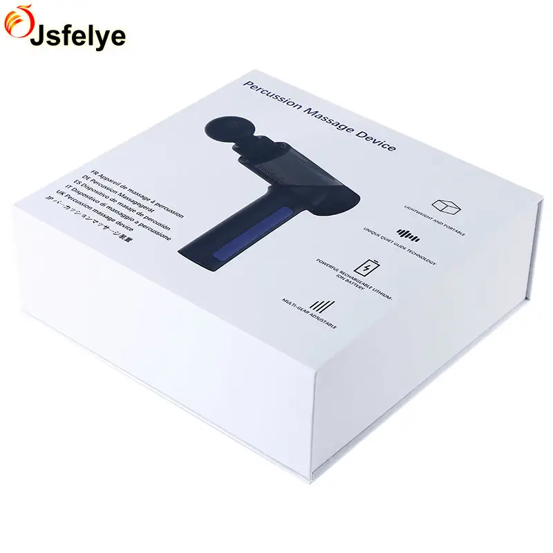 Custom Print Luxury White Rigid Cardboard Paper percussion message device Clamshell Magnetic Boxes