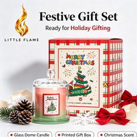 Coffret Cadeau de Noël : Bougie Parfumée Sous Cloche en Verre, Boîte Imprimée Festive, Décoration Hiver Maison, Cadeau de Fête, Vente en Gros