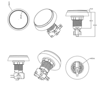 Tombol Plastik Chilong Diameter 65mm dengan Tepi Miring untuk Aksesori Mesin Game Arcade