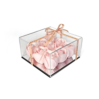 Boîte carrée artisanale pour la Saint-Valentin, roses en savon préservées, acrylique, 15x15x8cm, longue durée (3-5 ans), idée cadeau unique pour le bureau
