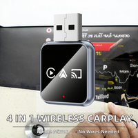Adaptateur USB portable CarPlay 4-en-1, boîtier de mise en miroir sans fil, dongle AirPlay EC-306 8*8*3cm pour téléphones iOS/Android, garantie 1 an
