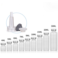 Flacons en verre moulé par injection stériles transparents ou ambrés de 5 ml, 7 ml, 10 ml, 15 ml, 20 ml, 30 ml avec bouchon en caoutchouc pour sérum