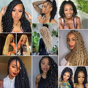 Chaud bas prix Boho Box tresses Crochet cheveux 14/20 pouces Extensions synthétiques avec extrémités bouclées, Style déesse bohème pour les femmes - Product Image 6