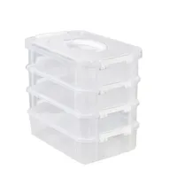 Boîte de rangement empilable transparente en PP à 4 niveaux avec séparateurs ajustables pour jouets, blocs de construction, bijoux, artisanat, organiseur