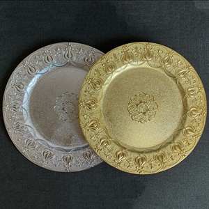4 Couleurs Placage 13Inch Luxury Premium Thick Reusable Royal Texture Banquet Décoratif pour Table à manger Home Charger Plates - Product Image 1