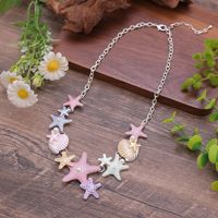 Peinture colorée coquille d'huile étoile de mer collier de perles délicat petit frais doux Boho collier pour les femmes