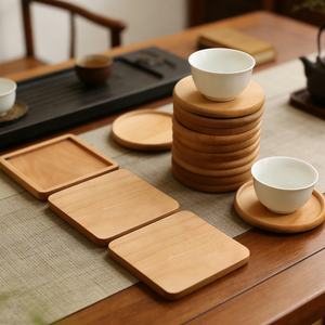 Custom Natural Black Walnut Round Square Cute Wooden Wine Beer Coffee Tea Cup <b>Coaster</b> Mat - Product Image 3