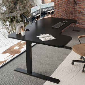 L Shaped Electric Standing Desk Adjustable Height Corner <b>Office</b> Desk With Side <b>Table</b> for Home <b>Office</b> Gaming - Product Image 6